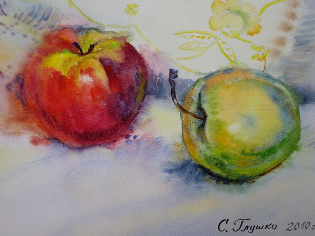 Apples Acuarela Papel Bodegones