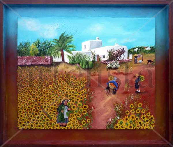 Campo de girasoles en Menorca Oil Canvas Landscaping