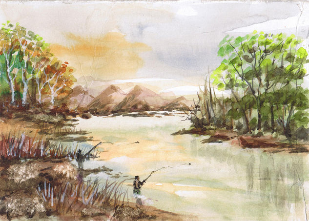 Tarde de Pesca Watercolour Paper Landscaping