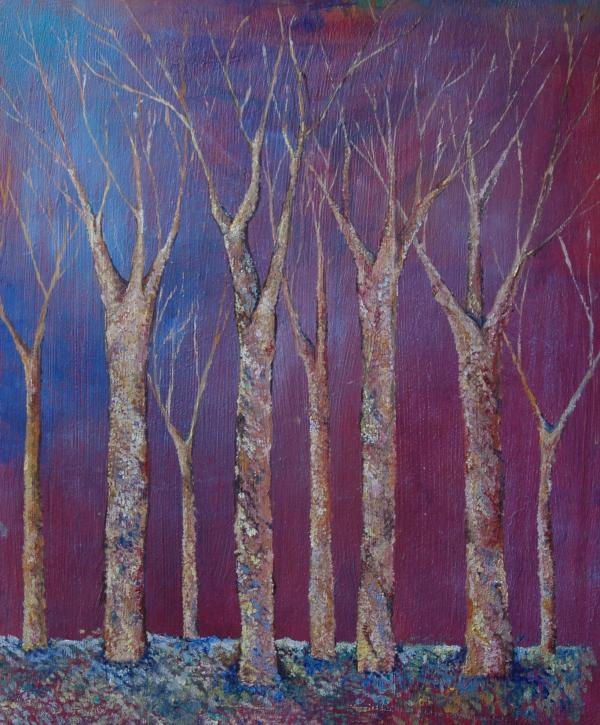 bosque sobre azul