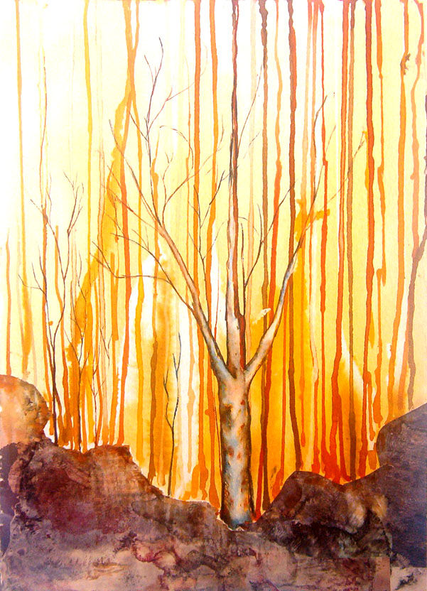 arbol sobre naranja.