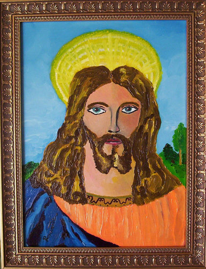 jesus el mesias Oil Panel Portrait