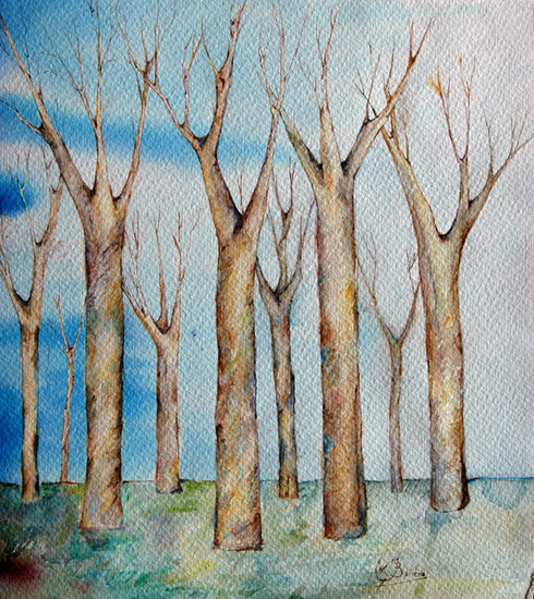 BOSQUE SOBRE AZUL II Watercolour Paper Landscaping