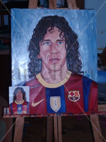 Carles Puyol Óleo Lienzo Retrato