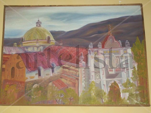 templo de san bartolome de arani Oil Canvas Landscaping