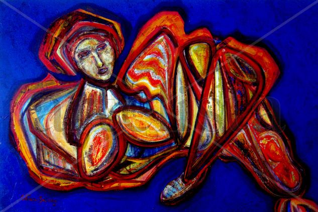 ODALISCA EN AZUL Acrylic Canvas Figure Painting