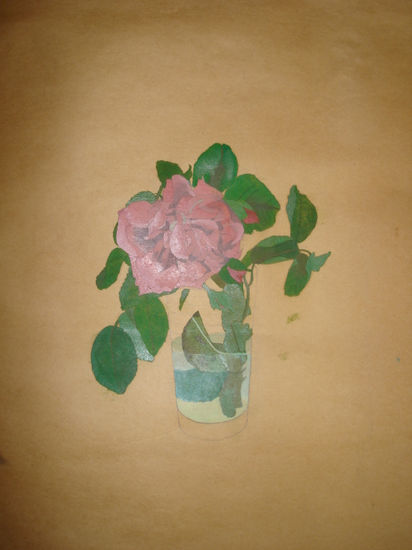 Rosa en un vaso 