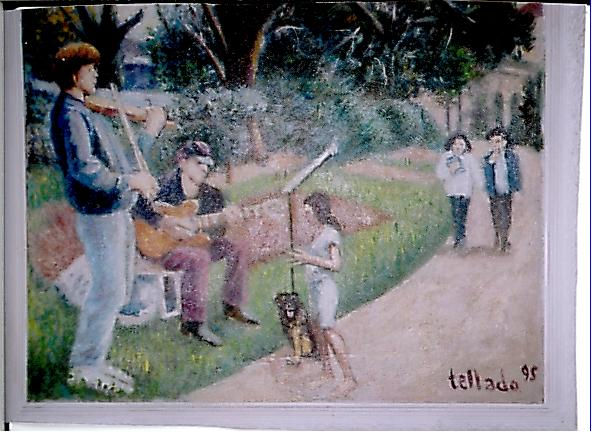 Musicos callejeros. Acrílico Otros Figura