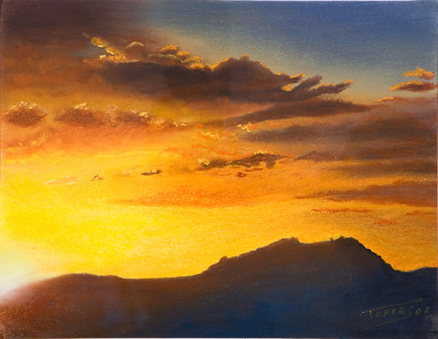 Sortida de sol a Montserrat Pastel Card Landscaping