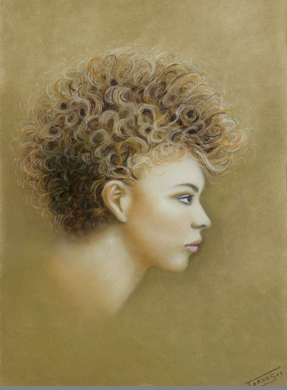 Perfil amb cabell ros Pastel Card Portrait