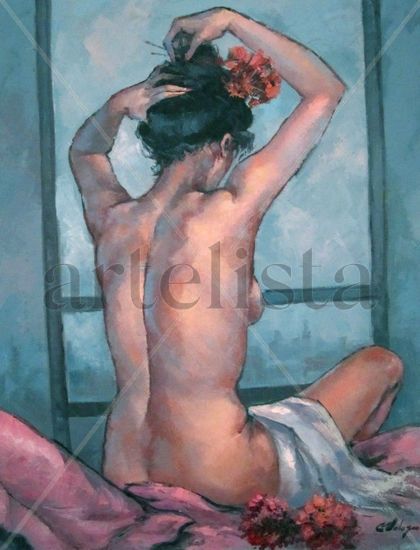 DESNUDO EN LA VENTANA (Réplica) Óleo Lienzo Figura