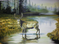 Venado en lago