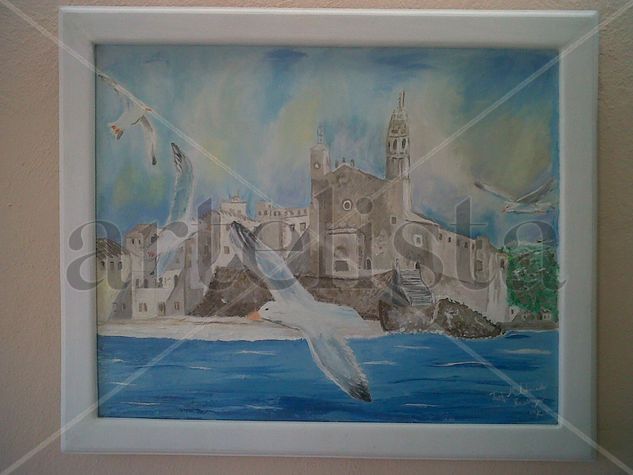 " IGLESIA Y GAVIOTAS " Oil Canvas Landscaping