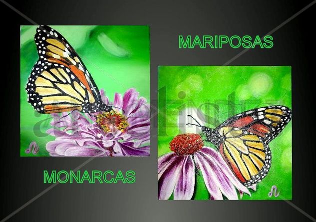 MARIPOSAS MONARCAS Óleo Lienzo Paisaje