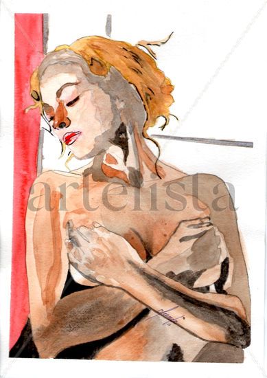 Mi bella dama. Watercolour Card Nude Paintings