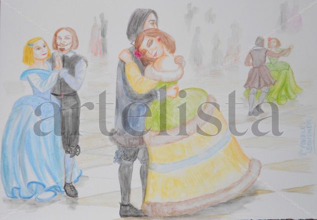 Cuento de Meninas 6 Watercolour Card Figure Painting