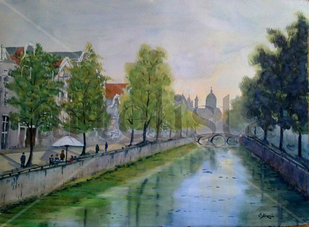 Canal de Amsterdam Watercolour Paper Landscaping