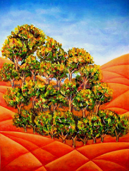 Arboleda dorada. Golden wood. Oil Canvas Landscaping