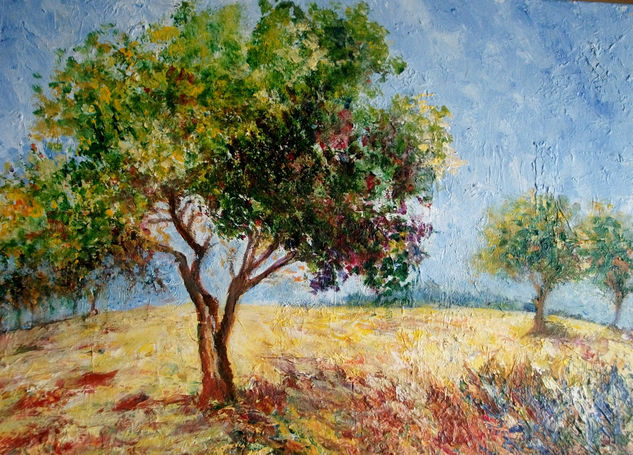 UN SENCILLO ARBOL  EN EL CAMPO Acrylic Canvas Landscaping