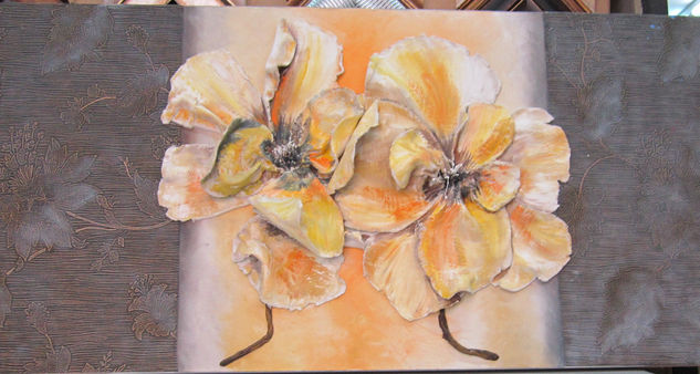 AZUCENAS Mixed media Canvas Floral Painting