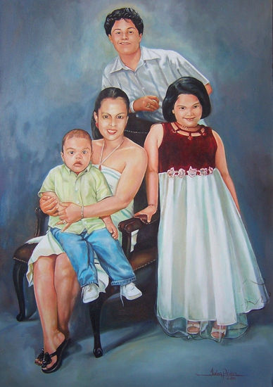 retrato de familia Oil Canvas Portrait