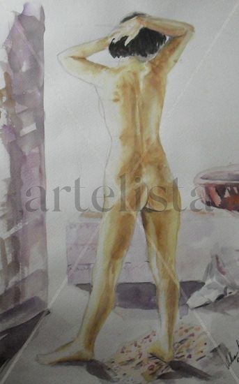 Desnudo Acuarela Papel Desnudos