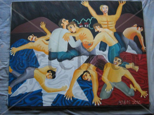 LA MATANZA DE QUILLOTA DEL 18 DE ENERO DE 1974 Oil Canvas Figure Painting