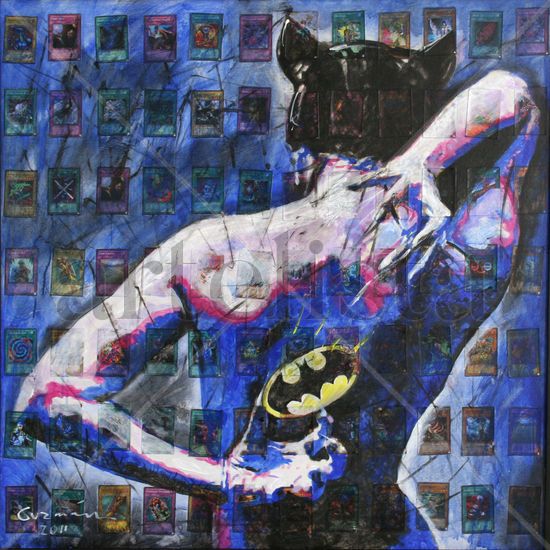 Catwoman Oil Canvas Figure Painting