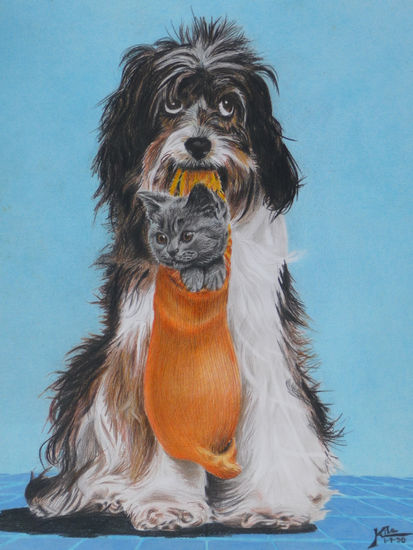 PERRO Y GATO Oil Canvas Landscaping