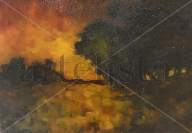 CONTRALUZ DE UN ATARDECER-Backlight of a sunset Oil Panel Landscaping