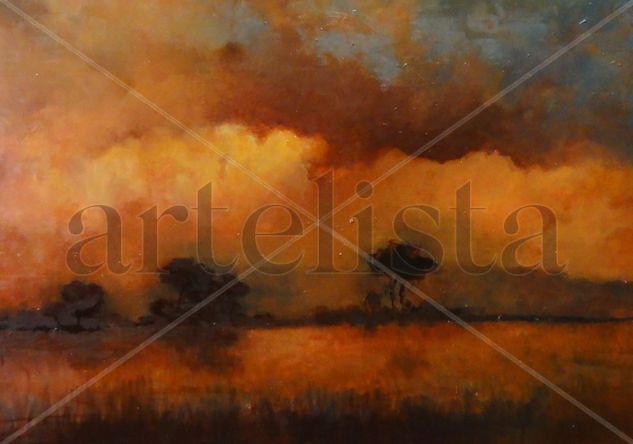 ATARDECER IMAGINARIO--Sunset imaginary Oil Panel Landscaping