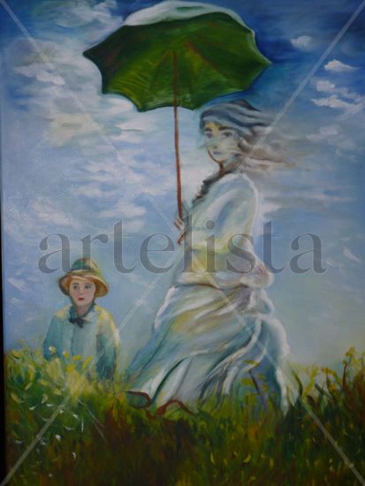 mujer con sombrilla Oil Canvas Landscaping