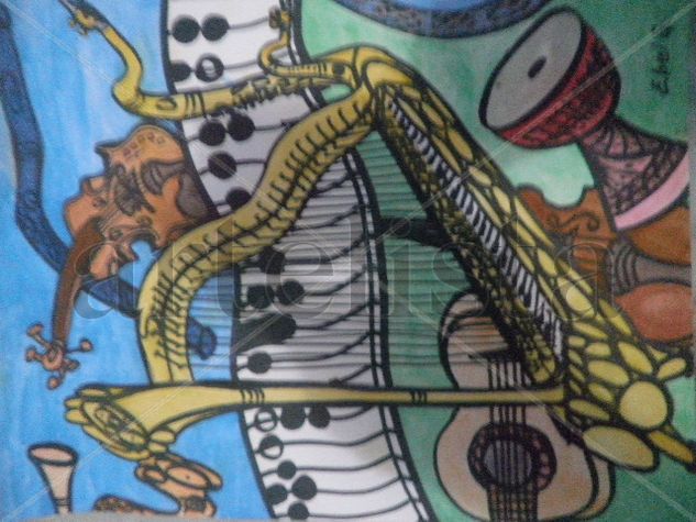 saxoarpiano en concierto Mixed media Card Others