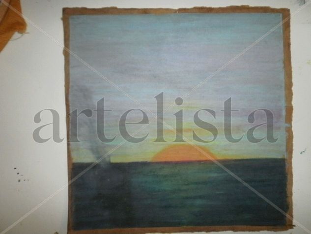 puesta de sol con trbellino de aire Pastel Paper Landscaping