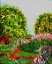 Arboles y flores rosadas. Trees and pink flowers.