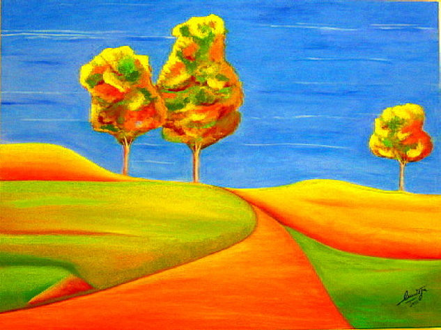 Three trees. Tres árboles Oil Textile Landscaping