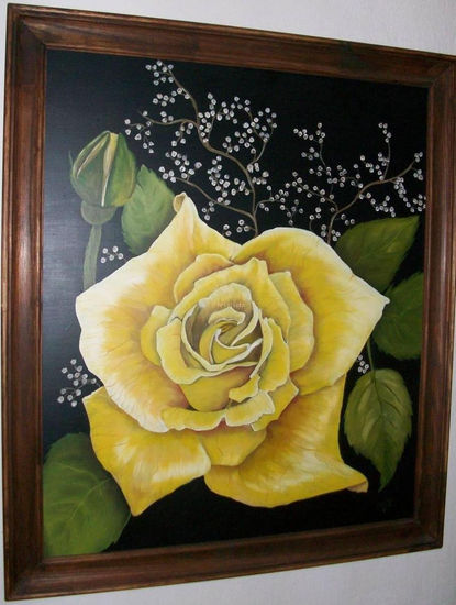 Rosa Óleo Tabla Floral