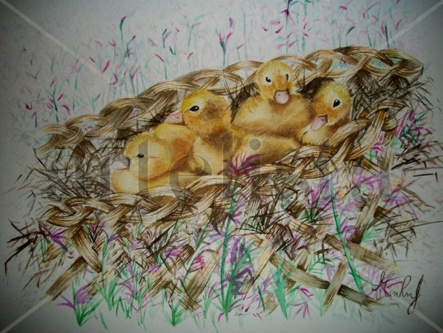 Los Patitos y La Cesta Watercolour Card Animals