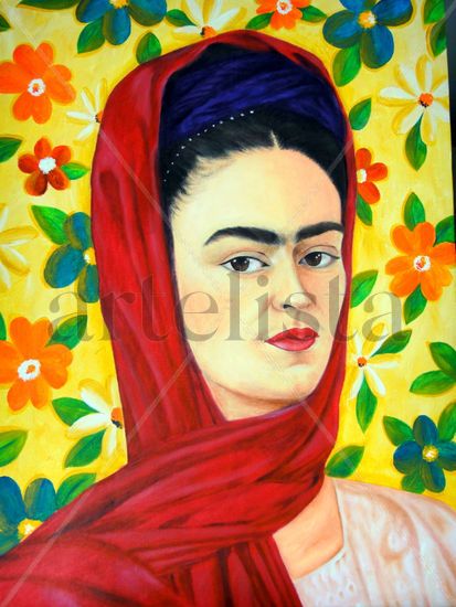 Frida con Flores Óleo Lienzo Otros