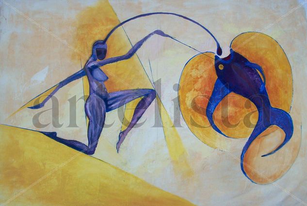 Pezca Invertida Oil Canvas Figure Painting