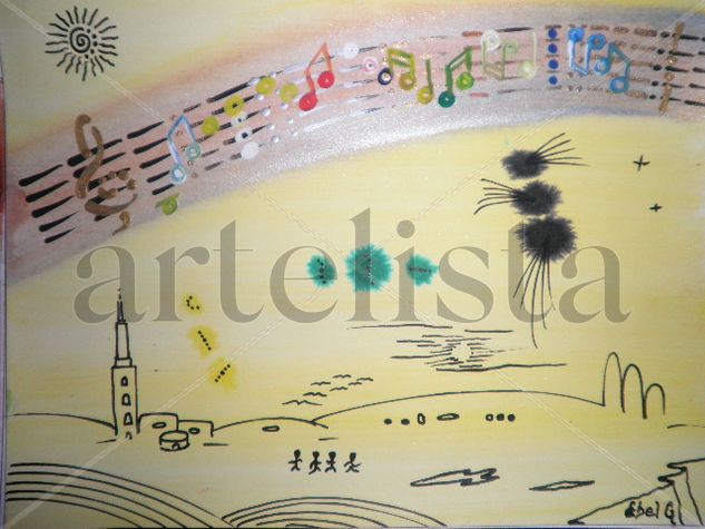 partitura de musica diferente para oidos diferentes para humanoides parecidos Mixed media Card Landscaping