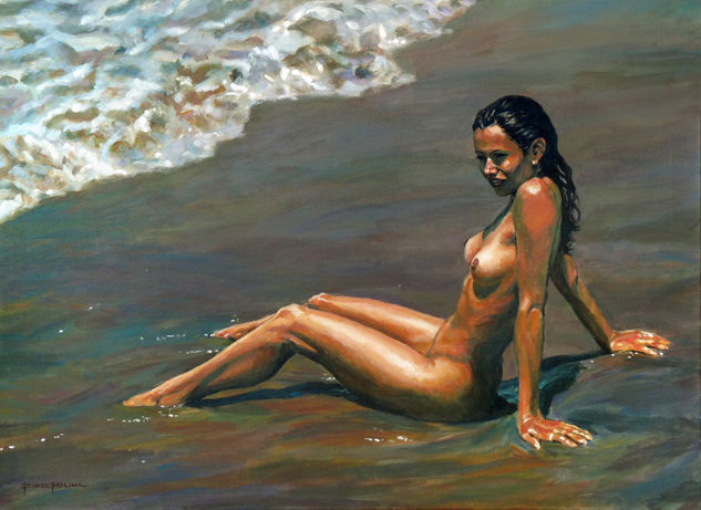 Al sol tras el baño Acrylic Canvas Nude Paintings