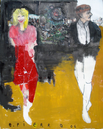 courtney love plus john cale Mixed media Canvas Figure Painting