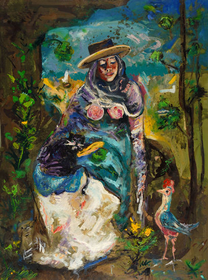 Dama con sombrero Óleo Lienzo Figura