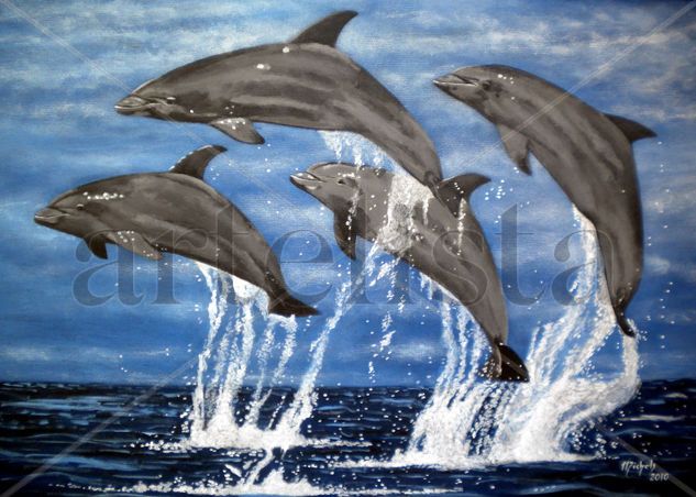 Des dauphins Acrylic Canvas Animals