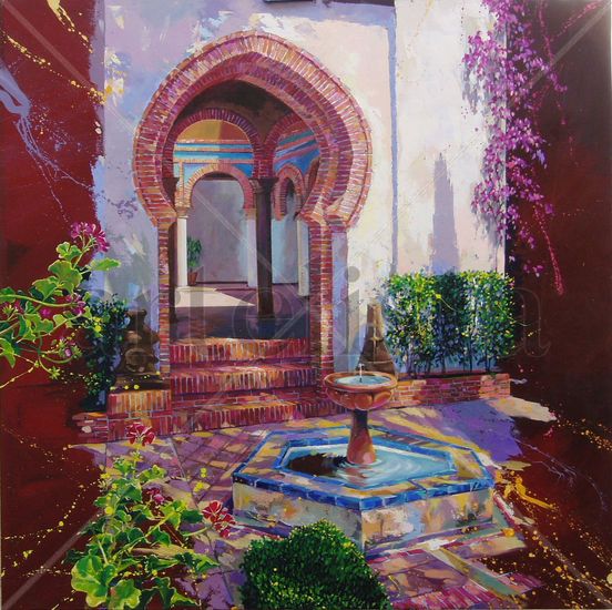 RONDA -El patio, casa árabe, España Oil Canvas Landscaping