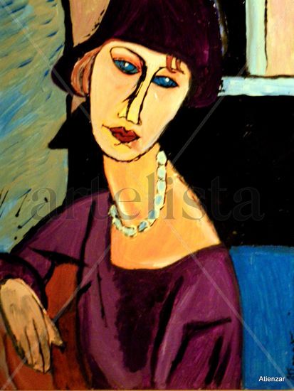 MODIGLIANI BY ATIENZAR Oil Canvas Portrait