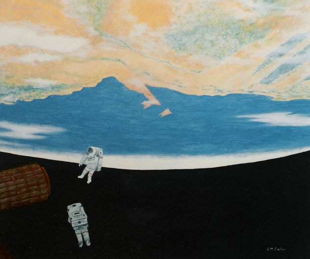 La Tierra y 2 astronautas