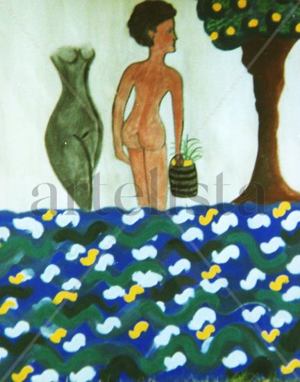 EVE AU JARDIN Acrylic Canvas Nude Paintings