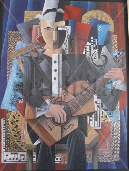 El guitarrista ambiguo. Oil Canvas Portrait